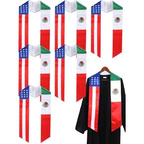 Sasylvia 6 Pcs Mixed Mexican American Flag Graduation Sash Mexico USA International Graduation Stole Angled End Graduation Stole Class of 2023 for Unisex Adult, Classic Colors, One size in Saudi Arabia