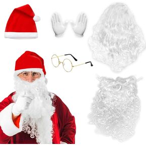 قبعات ولحية سانتا للبالغين، 5 قطع لحية سانتا كلوز لعيد الميلاد 2023، غطاء وجه قناع لحية سانتا للرجال والنساء in Kuwait