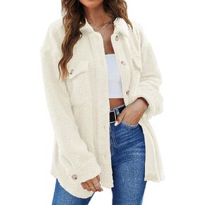 TECREW Women's Winter Sherpa Fleece Jacket Button Down Fuzzy Shacket Outwear Coat with Pockets in Kuwait