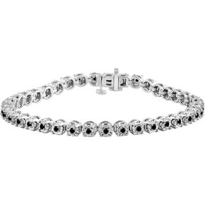 La4ve Diamonds 1 Carat Black Diamond Bracelet Prong Set Rhodium Plated Over Sterling Silver Wedding Fashion Jewelry for Women