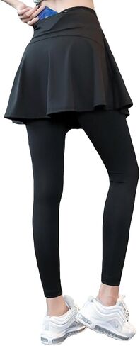 ChinFun Women's Sports Skirted Leggings Yoga Skirts Spandex Tights Athletic Tennis Skorts Gym Active Running Bottoms in Saudi Arabia