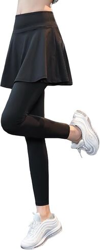 ChinFun Women's Sports Skirted Leggings Yoga Skirts Spandex Tights Athletic Tennis Skorts Gym Active Running Bottoms in Saudi Arabia