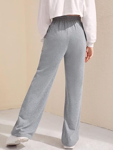 Verdusa Girl's Causal Elastic Waist Sweatpants Straight Leg Joggers with Pockets in Saudi Arabia