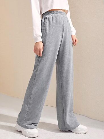 Verdusa Girl's Causal Elastic Waist Sweatpants Straight Leg Joggers with Pockets in Saudi Arabia