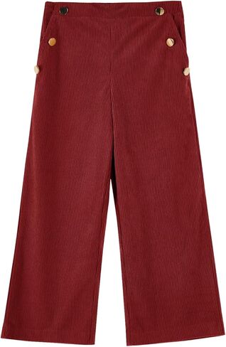 Haloumoning Girls Wide Leg Corduroy Pants Kids Elastic Waist Gold Button Trousers with Pockets 5-14 Years in Saudi Arabia