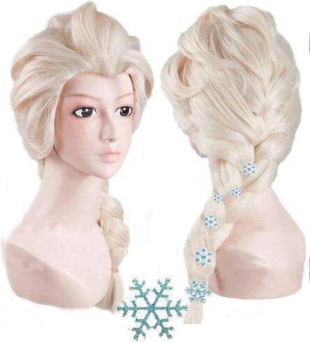 Anogol Hair Cap+Princess Wig for Women Braided Brown Cosplay Wig+( 6 Hairpins ) Women Blonde Cosplay Wig Braided Synthetic Hair Peluca De Princesa Kids Wig For Halloween Costume Party Gifts in Saudi Arabia