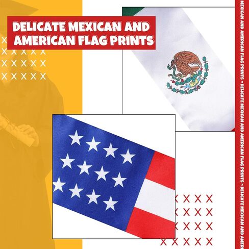 Sasylvia 6 Pcs Mixed Mexican American Flag Graduation Sash Mexico USA International Graduation Stole Angled End Graduation Stole Class of 2023 for Unisex Adult, Classic Colors, One size in Saudi Arabia