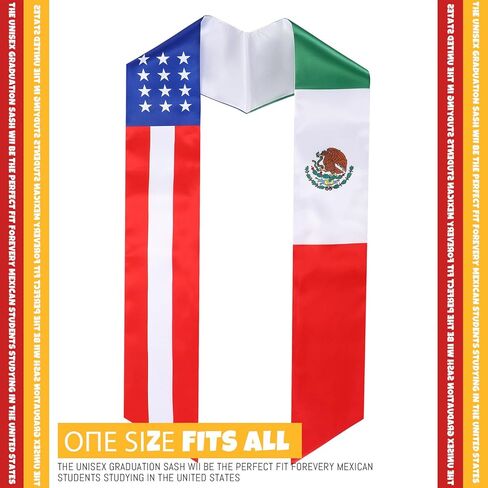 Sasylvia 6 Pcs Mixed Mexican American Flag Graduation Sash Mexico USA International Graduation Stole Angled End Graduation Stole Class of 2023 for Unisex Adult, Classic Colors, One size in Saudi Arabia