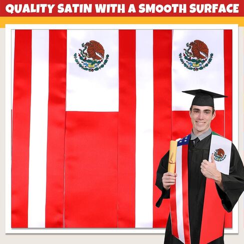 Sasylvia 6 Pcs Mixed Mexican American Flag Graduation Sash Mexico USA International Graduation Stole Angled End Graduation Stole Class of 2023 for Unisex Adult, Classic Colors, One size in Saudi Arabia