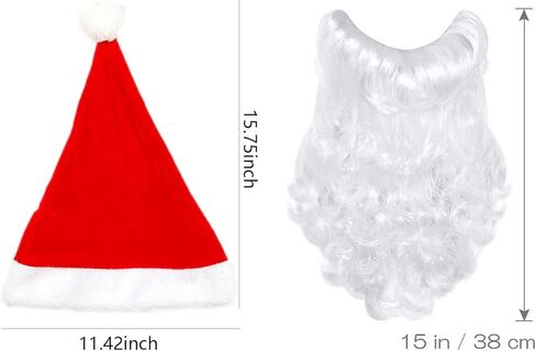 مجموعة أزياء عيد الميلاد سانتا كلوز من NIUEFH تتضمن قبعة سانتا كلوز لعيد الميلاد مع نظارات فاخرة طويلة بيضاء لحية سانتا كلوز لحفلات عيد الميلاد in Kuwait