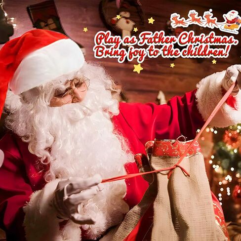 قبعات ولحية سانتا للبالغين، 5 قطع لحية سانتا كلوز لعيد الميلاد 2023، غطاء وجه قناع لحية سانتا للرجال والنساء in Kuwait