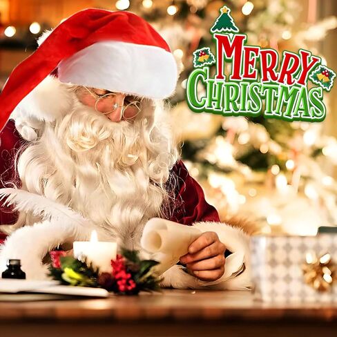قبعات ولحية سانتا للبالغين، 5 قطع لحية سانتا كلوز لعيد الميلاد 2023، غطاء وجه قناع لحية سانتا للرجال والنساء in Kuwait