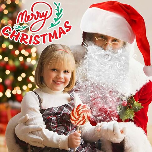 قبعات ولحية سانتا للبالغين، 5 قطع لحية سانتا كلوز لعيد الميلاد 2023، غطاء وجه قناع لحية سانتا للرجال والنساء in Kuwait