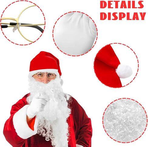 قبعات ولحية سانتا للبالغين، 5 قطع لحية سانتا كلوز لعيد الميلاد 2023، غطاء وجه قناع لحية سانتا للرجال والنساء in Kuwait