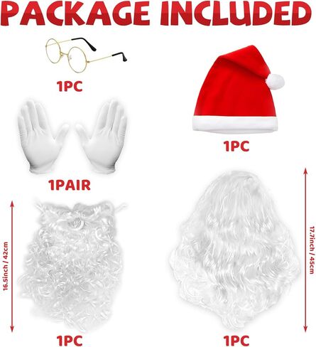 قبعات ولحية سانتا للبالغين، 5 قطع لحية سانتا كلوز لعيد الميلاد 2023، غطاء وجه قناع لحية سانتا للرجال والنساء in Kuwait