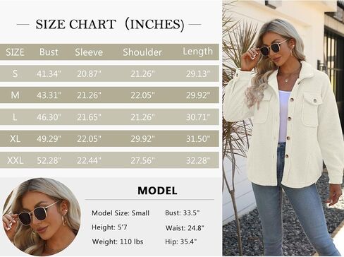 TECREW Women's Winter Sherpa Fleece Jacket Button Down Fuzzy Shacket Outwear Coat with Pockets in Kuwait