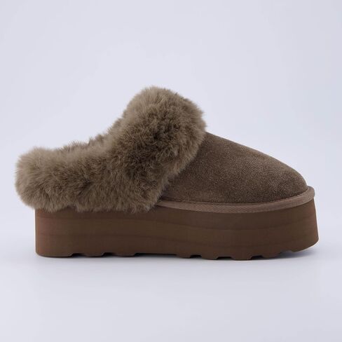 CUSHIONAIRE Women's Husky Genuine Suede Cozy Mule Platform +Memory Foam, Wide Widths Available in Saudi Arabia