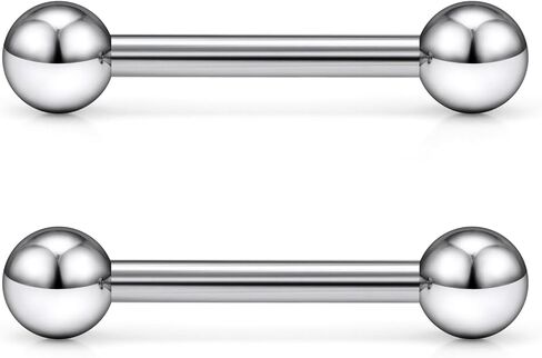 Ftovosyo G23 Titanium PA Ring Internally Threaded Straight Barbell Nipple Ring 2G 4G 6G 8G 12G 14G 16G Tongue Rings Body Piercing Jewelry for Woemn 2Pcs in Saudi Arabia