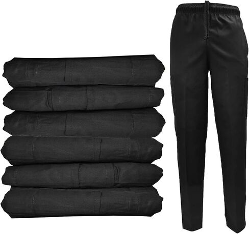 Natural Uniforms Classic 6 Pocket Black Chef Pants with Multi-Pack Quantities Available in Kuwait