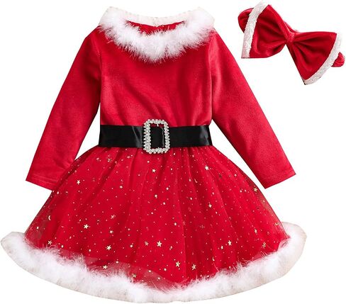 FIOMVA Christmas Baby Girl Boy Santa Costumes Clothes Outfits Dress Jacket Coat Long Pants Hat Socks Cosplay in Saudi Arabia