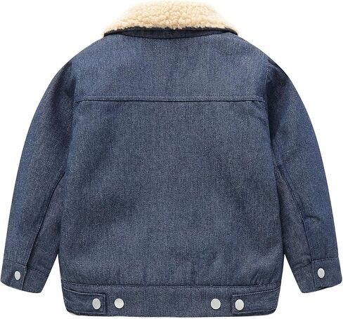 Mud Kingdom Little Boys Denim Jacket Fleece Lined Cute Sherpa Collar Snap Button in Saudi Arabia