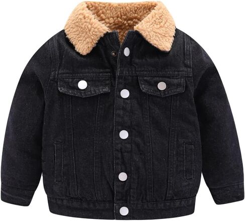 Mud Kingdom Little Boys Denim Jacket Fleece Lined Cute Sherpa Collar Snap Button in Saudi Arabia