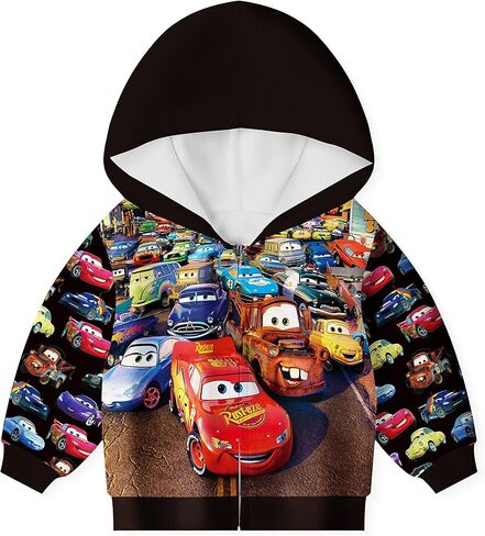 NOTLY الأولاد سيارات هوديس طفل ماكوين الكرتون بلوزات الاطفال سترة عادية زمم معطف ملابس اللعب الزي 2-12 سنة in Kuwait