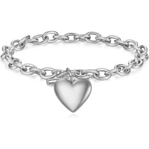 PEAS Fashion Jewelry Stainless Steel Heart Link Chain Bracelet