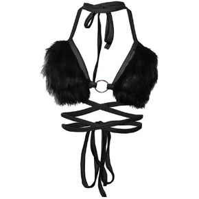 حمالة صدر نسائية من Rave Furry علوية بأشرطة ورسن مثلثة من Bralette Cami Tanks وحفلات الرقص والنادي الساخن in Kuwait