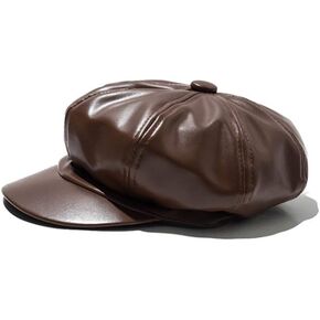 Jewelry-Box Women's Faux Leather Beret Solid Plain Flat Top PU Berets Hats French Style Cap
