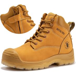 ROCKROOSTER 𝟮𝟬𝟮𝟰 𝗡𝗲𝘄 Woodland 6" Composite toe Work Boots for Men with YKK Zipper, Non-Slip TPU Outsole, Metal Free, EH Rated, ASTM F2413-18 Safety Boots AK659
