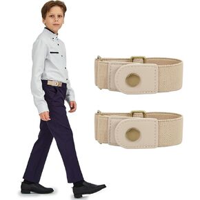 أحزمة مرنة للأطفال الصغار من LEACOOLKEY بدون إبزيم للأولاد والبنات، حزام مطاطي بحلقتين لسراويل الجينز قابل للتعديل in Kuwait