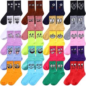 Cuffbow 20 Pack Crazy Funny Emotion Crew Socks Soft Cotton Cute Sock for Women Girls, 20 Different Fun Designs and Color (Cute Style) in Kuwait