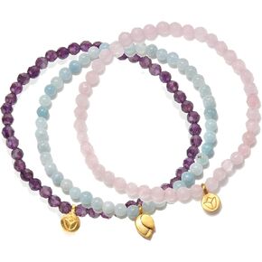 مجموعة أساور نسائية من Satya Jewelry مطلية بالذهب الأصفر عيار 18 قيراط والجمشت والكوارتز والأكوامارين in Kuwait