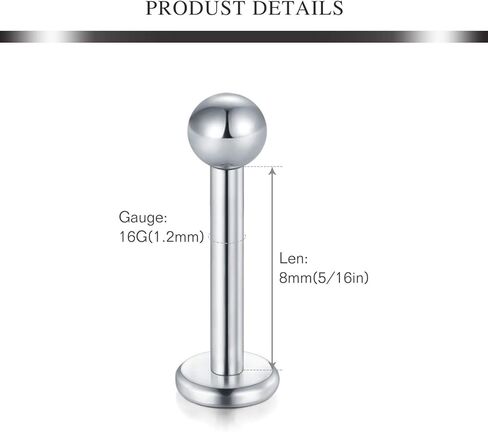 AVYRING 16g الجراحية الصلب الشفاه حلقة لابريت الأزرار مونرو مودوسا ثقب مجوهرات Tragus Helix Conch Zlage أقراط مع مثبتات حزمة 6 ملليمتر 8 ملليمتر 10 ملليمتر 24 قطعة in Kuwait