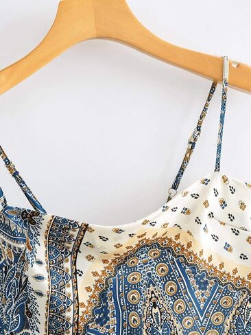 Women's French Hanky Hem Tie Back Ajustable Spaghetti Strap Satin Silk Camisole Bandana Crop Top in Saudi Arabia