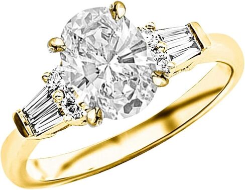 خاتم خطوبة ألماس مستدير من الذهب الأبيض عيار 14 قيراط 3.5 قيراط من LAB GROWN DIAMOND وخاتم خطوبة من الألماس بقطع باغيت بيضاوي (لون G-H VS1-VS2 وضوح 3 قيراط مركزي) in Saudi Arabia