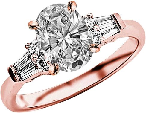 خاتم خطوبة ألماس مستدير من الذهب الأبيض عيار 14 قيراط 3.5 قيراط من LAB GROWN DIAMOND وخاتم خطوبة من الألماس بقطع باغيت بيضاوي (لون G-H VS1-VS2 وضوح 3 قيراط مركزي) in Saudi Arabia