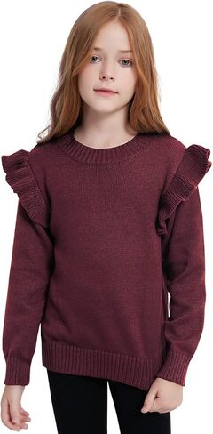 سترة صوفية للفتيات من Perfashion بأكمام طويلة مكشكشة وناعمة ومتماسكة دافئة من 6 إلى 13 سنة in Kuwait