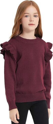 سترة صوفية للفتيات من Perfashion بأكمام طويلة مكشكشة وناعمة ومتماسكة دافئة من 6 إلى 13 سنة in Kuwait