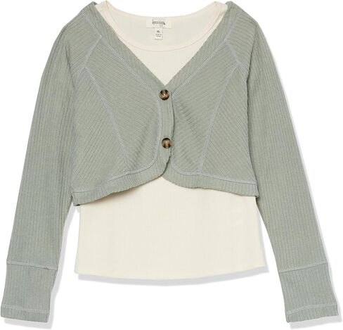 Speechless Girls' Rib Knit Sweater with Plain Tee in Saudi Arabia