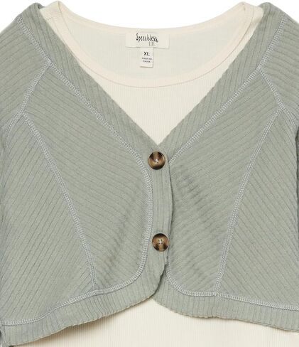 Speechless Girls' Rib Knit Sweater with Plain Tee in Saudi Arabia