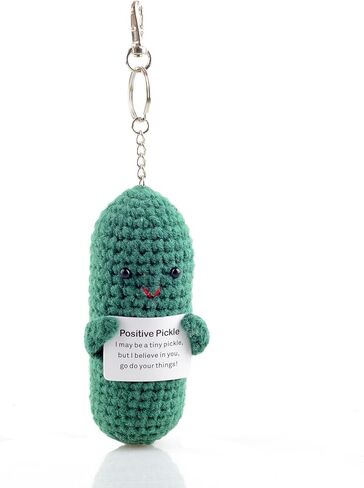 CORACIK مضحك إيجابي الخيار المخلل المفاتيح الكروشيه محبوك لطيف الخيار المخلل دمية ملهمة الهدايا الإبداعية له حقيبة منزلها ديكور عيد الميلاد in Kuwait