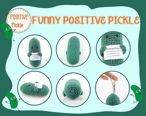 CORACIK مضحك إيجابي الخيار المخلل المفاتيح الكروشيه محبوك لطيف الخيار المخلل دمية ملهمة الهدايا الإبداعية له حقيبة منزلها ديكور عيد الميلاد in Kuwait