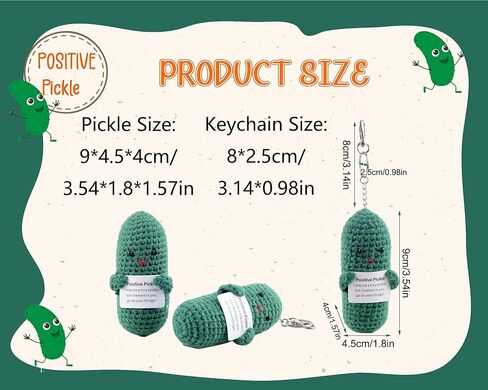 CORACIK مضحك إيجابي الخيار المخلل المفاتيح الكروشيه محبوك لطيف الخيار المخلل دمية ملهمة الهدايا الإبداعية له حقيبة منزلها ديكور عيد الميلاد in Kuwait