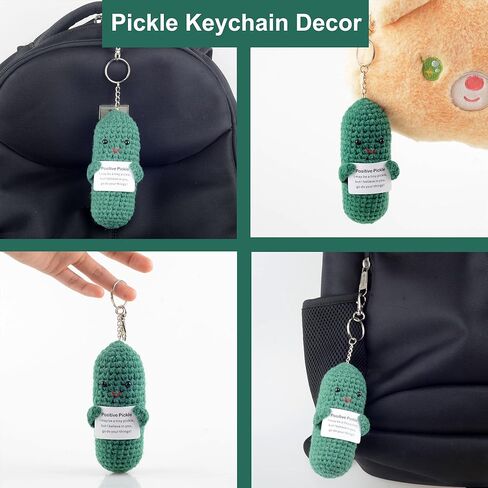 CORACIK مضحك إيجابي الخيار المخلل المفاتيح الكروشيه محبوك لطيف الخيار المخلل دمية ملهمة الهدايا الإبداعية له حقيبة منزلها ديكور عيد الميلاد in Kuwait