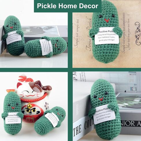 CORACIK مضحك إيجابي الخيار المخلل المفاتيح الكروشيه محبوك لطيف الخيار المخلل دمية ملهمة الهدايا الإبداعية له حقيبة منزلها ديكور عيد الميلاد in Kuwait