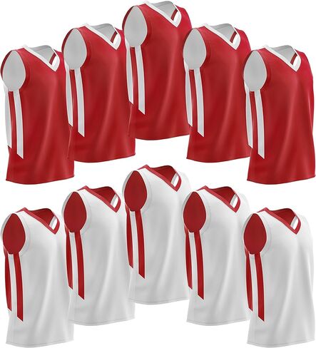 Pack of 10 Reversible Men's Mesh Performance Athletic Basketball Jerseys - Blank Team Uniforms for Sports Scrimmage Bulk in Kuwait