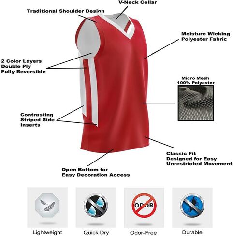 Pack of 10 Reversible Men's Mesh Performance Athletic Basketball Jerseys - Blank Team Uniforms for Sports Scrimmage Bulk in Kuwait