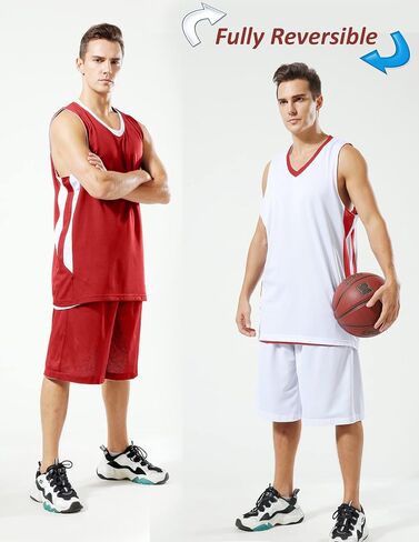 Pack of 10 Reversible Men's Mesh Performance Athletic Basketball Jerseys - Blank Team Uniforms for Sports Scrimmage Bulk in Kuwait